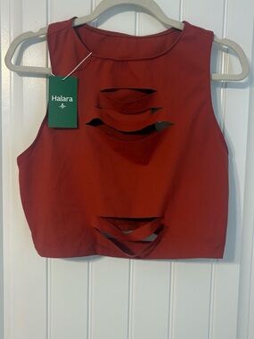 HALARA Red Cutout Cropped Tank Top